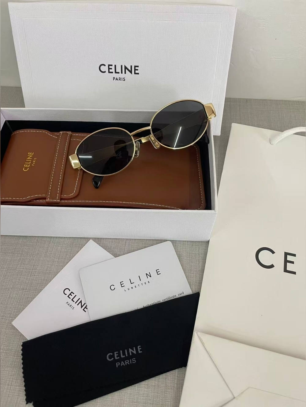 Celine Triomphe Gold Metal Sunglasses